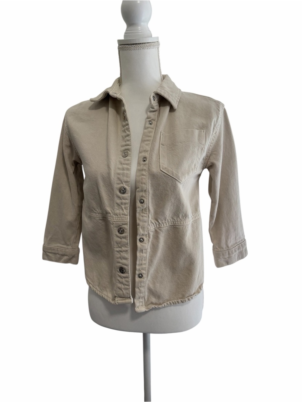Zara Cream Button-Front Denim Jacket